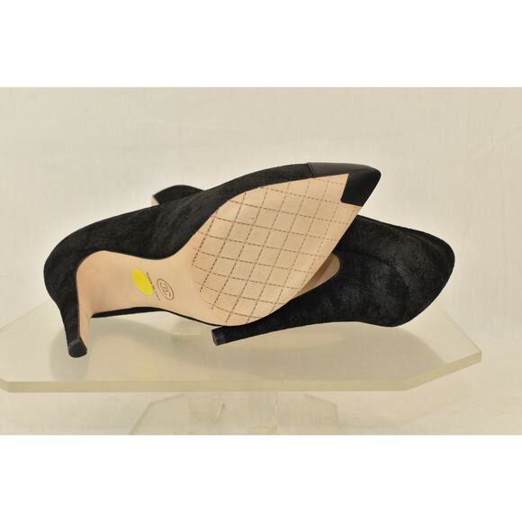 NIB CHANEL BLACK G28778 SHIMMER SUEDE CC LOGO POINTY CAP TOE CLASSIC PUMPS 37.5 - Picture 6 of 12